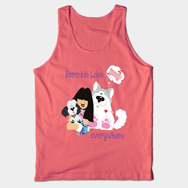 Sprinkle Love Everywhere - Alaskan Malamute + Miniature Poodle Tank Top by TanoshiiNeko